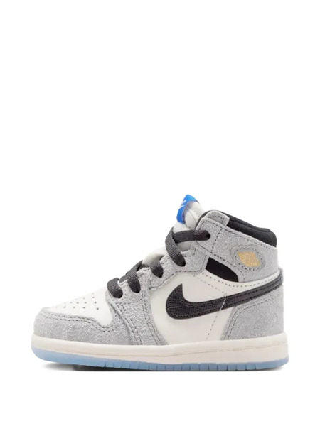  Jordan Kids Air Jordan 1 Retro High Leather Sneakers - Grey 