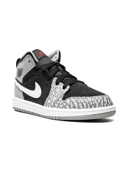  Jordan Kids Jordan 1 Mid elephant Print Sneakers - Grey 