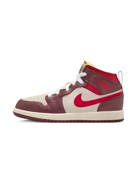  Jordan Kids Jordan 1 Mid Se coconut Milk/dark Pony/pale Vanilla/varsity Red Sneakers 