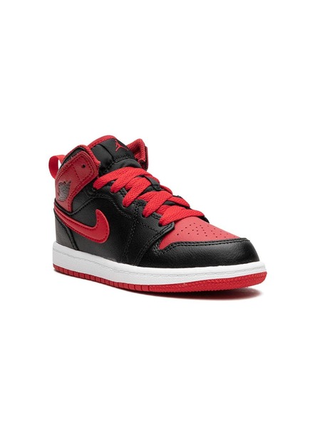  Jordan Kids 1 Mid alternate Bred Sneakers - Black 