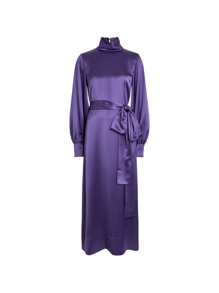  Joseph Cels Belted Satin Midi Dress - Purple 