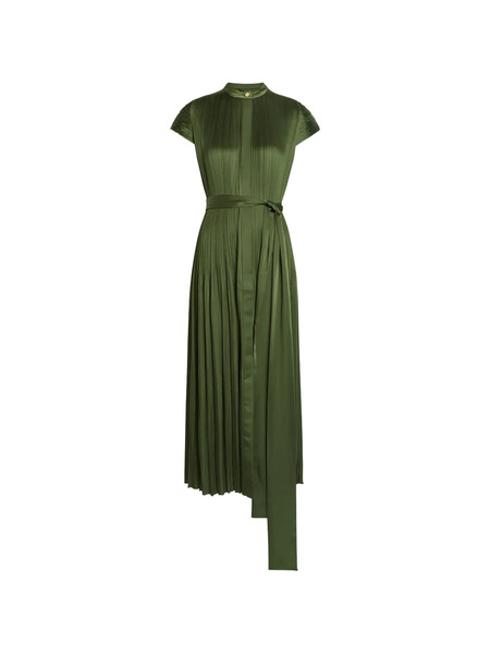  Joseph Pleated Belted Midi Dress - Green 