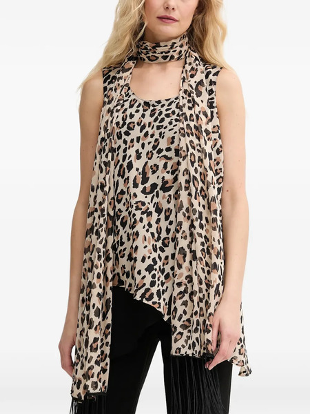  Joseph Ribkoff Animal-print Fringed Top - Neutrals 