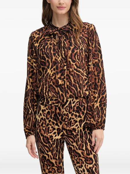  Joseph Ribkoff Bow Animal-print Top - Brown 