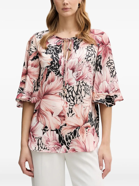  Joseph Ribkoff Floral Ruffled Blouse - Pink 