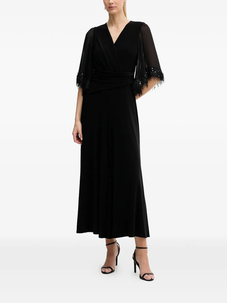  Joseph Ribkoff Fringed V-neck Jumpsuit - Black 