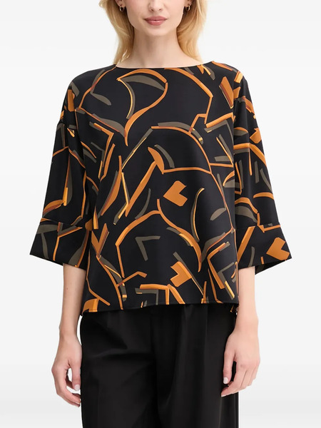  Joseph Ribkoff Geometric-print Flared-sleeve Blouse - Black 