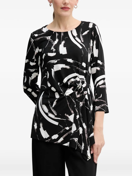  Joseph Ribkoff Graphic-print Knot Top - Black 