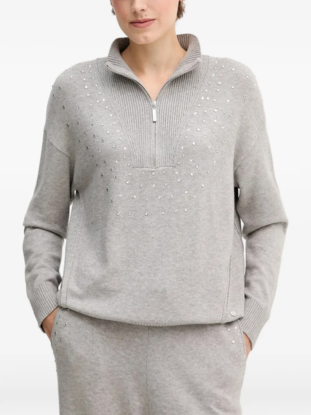  Joseph Ribkoff Half-zip Embellished Sweater - Grey 