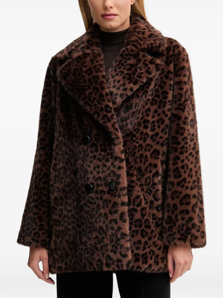 Joseph Ribkoff Leopard-print Double-breasted Coat - Brown 