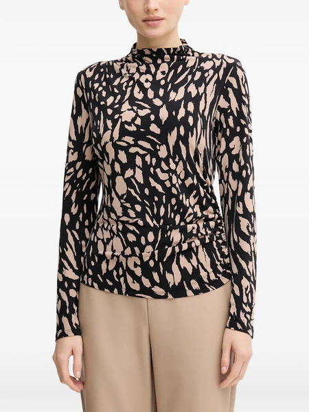  Joseph Ribkoff Printed Ruched Blouse - Black 