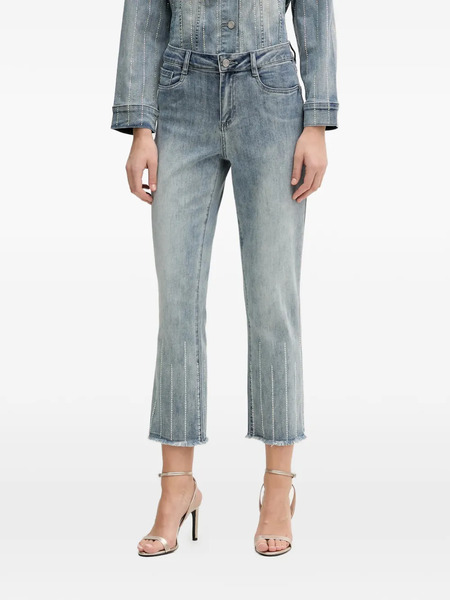  Joseph Ribkoff Rhinestone-detail Frayed Jeans - Blue 
