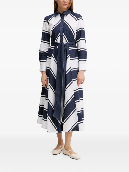  Joseph Ribkoff Striped Belted Midi Dress - Blue 