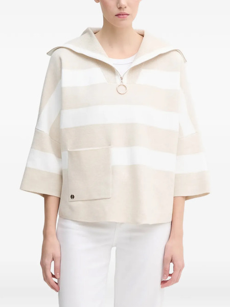  Joseph Ribkoff Striped-pattern Half-zip Sweater - Neutrals 