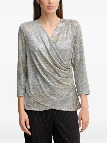  Joseph Ribkoff V-neck Draped Blouse - Grey 