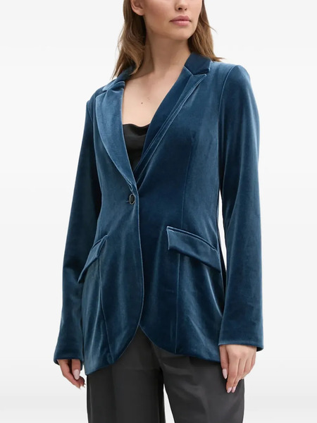  Joseph Ribkoff Velvet Single-breasted Blazer - Blue 