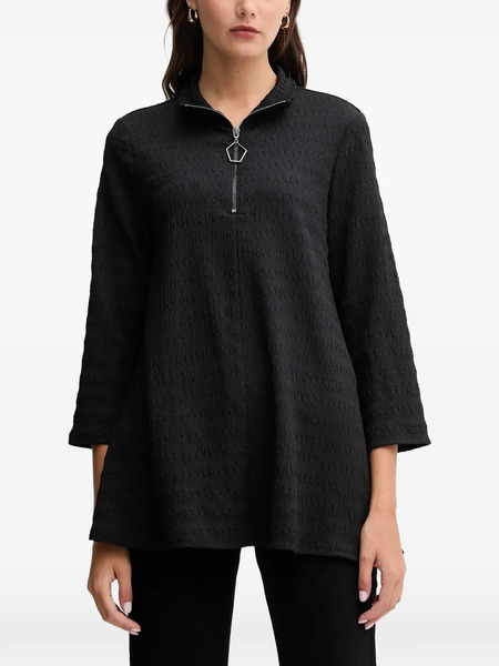  Joseph Ribkoff Zip-up Textured Top - Black 
