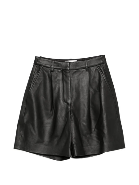  Joseph Suze Pleated Leather Shorts - Black 