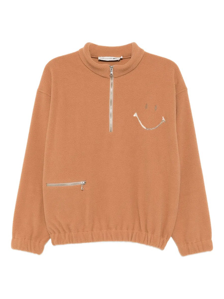  Joshua Sanders Embroidered Fleece Zip-up Sweatshirt - Brown 
