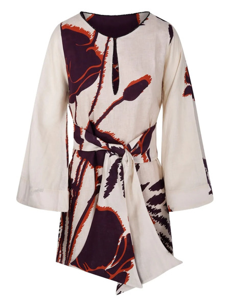  Juan De Dios Nazare Floral-print Mini Dress - Neutrals 