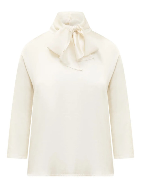  Jucca Bow-neck Three-quarter Sleeve Top - Neutrals 
