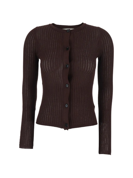  Jucca Crew-neck Ribbed Cardigan - Brown 
