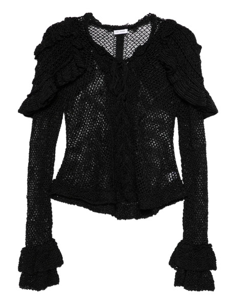  Judy Turner Lucrezia Ruffled Crochet Top - Black 