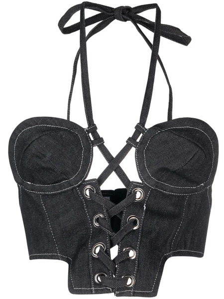  Julfer Corset-style Cotton Top - Black 