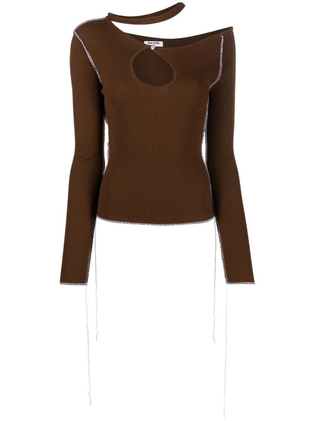  Julfer Cut-out Ribbed-knit Top - Brown 