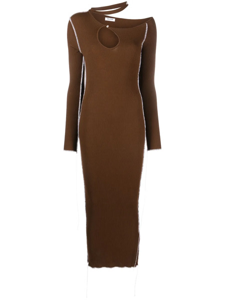  Julfer Ribbed-knit Cut-out Midi Dress - Brown 