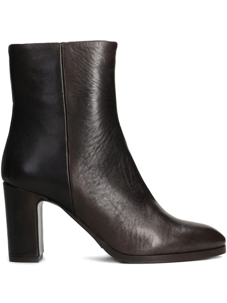  Julie Dee 75mm Leather Zip-fastening Block-heel Ankle Boots - Brown 