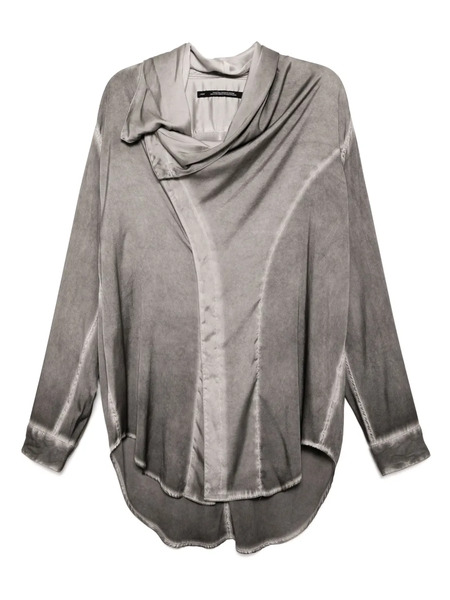  Julius Satin Wrap-neck Shirt - Grey 