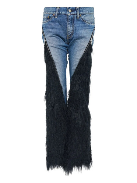  Junya Watanabe Faux-fur Panelled Jeans - Blue 