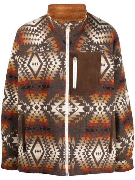  Junya Watanabe Man Abstract-print Wool Jacket - Brown 