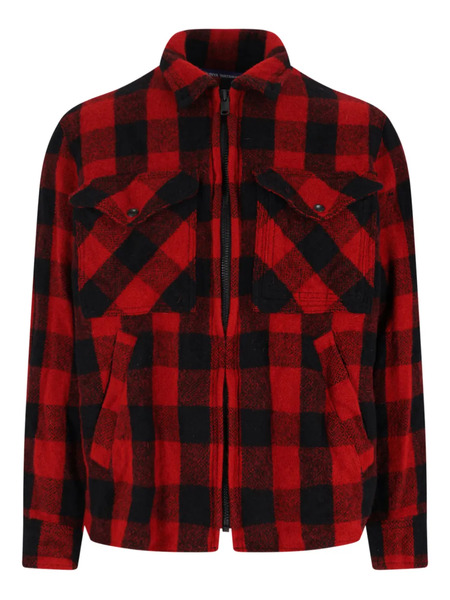  Junya Watanabe Man Checked-pattern Zip-up Shirt Jacket - Red 