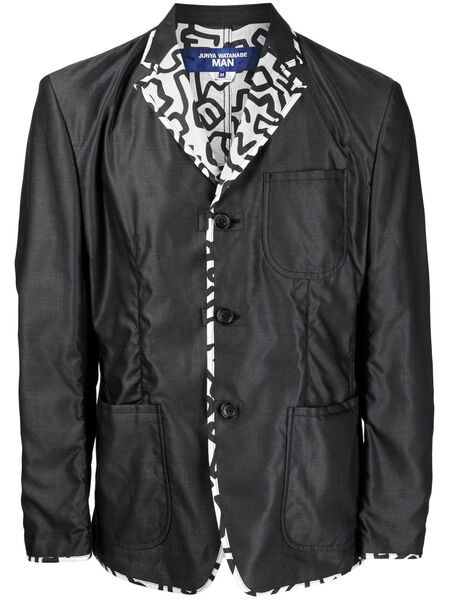  Junya Watanabe Man Contrasting-trim Buttoned Blazer - Black 