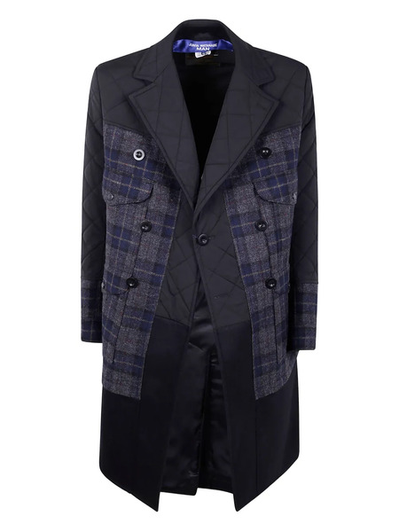  Junya Watanabe Man Quilted Check Coat - Blue 