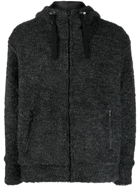  Junya Watanabe Man Textured Drawstring Zipped Hoodie - Grey 