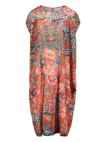  Junya Watanabe Midi Printed Tunic Dress - Orange 
