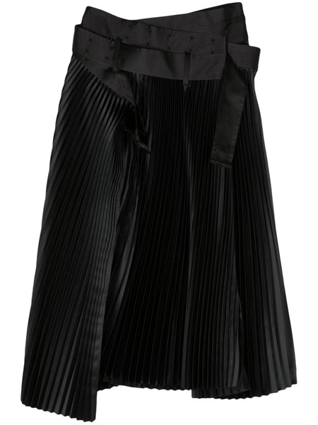  Junya Watanabe Pleated Midi Satin Skirt - Black 