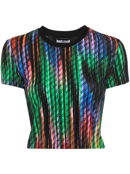  Just Cavalli All-over Logo-print Cropped Top - Black 