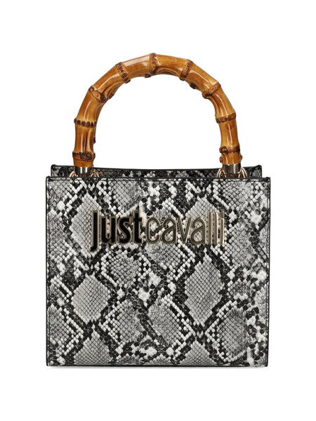  Just Cavalli Bamboo-handle Snake-effect Tote Bag - Grey 