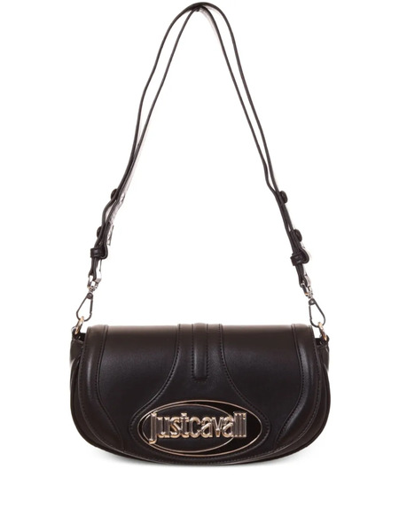  Just Cavalli Curved-flap Logo-plaque Shoulder Bag - Black 