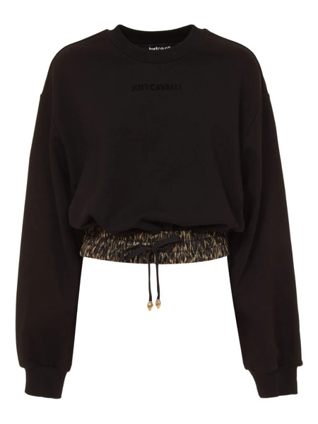  Just Cavalli Drawstring Leopard-print Sweatshirt - Black 