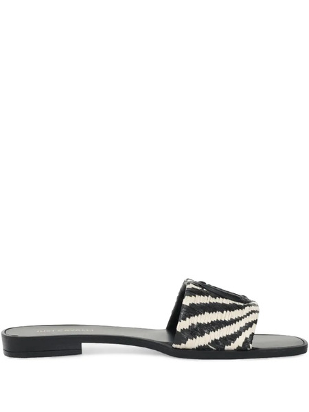  Just Cavalli Elisie Striped Slide Sandals - Black 