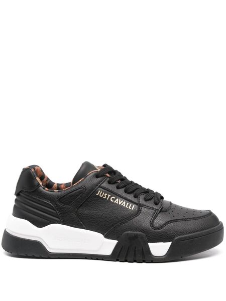  Just Cavalli Embossed-logo Leather Sneakers - Black 