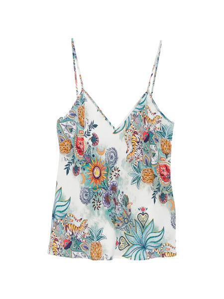  Just Cavalli Floral V-neck Blouse - White 