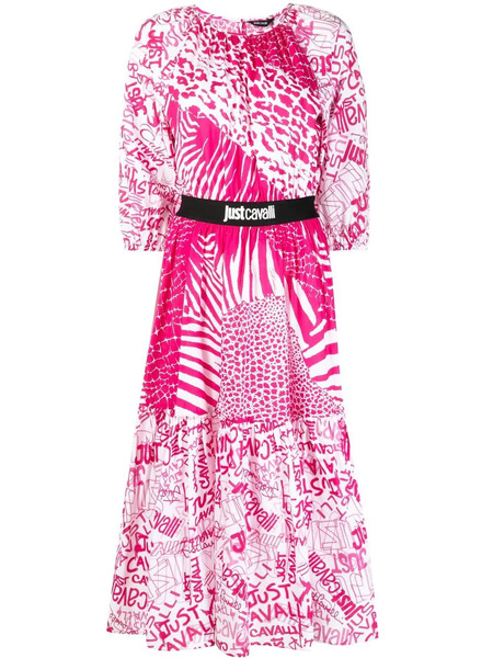  Just Cavalli Graphic-print Flared Dress - Pink 
