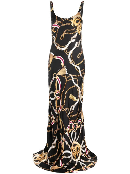  Just Cavalli Harness-print Gown - Black 