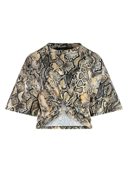  Just Cavalli Knot Snakeskin-print Top - Neutrals 